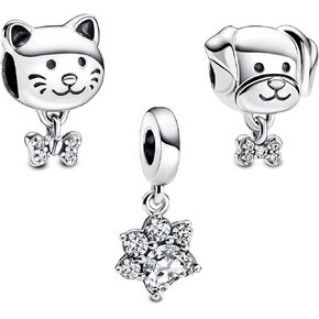 Annmors 925 Sterling Silver Charms Cute Cat/Dog Paw Beads Dangle For Women Bracelets Necklace, Monther's Day Perfect Gifts 3 Piece/Package in Kuwait