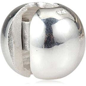 Round stopper Clip Charm 925 Sterling Silver Clip Beads for Bracelet (A)