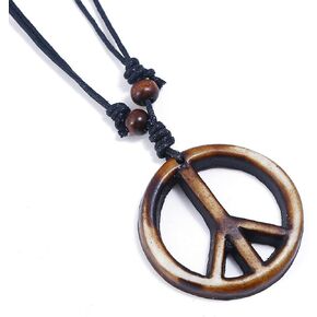 COLORFUL BLING Hippie Dressing Peace Sign Necklace Mens Boys 60s 70s Braided Cord Peace Symbol Party Costume Jewelry