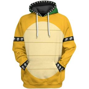 Bowser Cosplay Costume Hoodie,Bowser Costume Hoodie 3D Printed Hooded Sweatshirt Movie Pullover For Adult and Men
