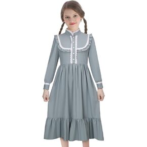 Todollcos Girls’Harriet Tubman Costume Pioneer Colonial Dress Victoria Retro Rustic Skirt Kids Cosplay Outfits Party
