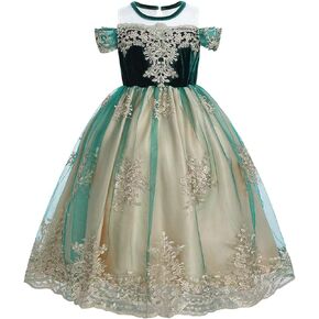Girls Anna Princess Costume Frozen Elsa Snow Queen Dress Halloween Cosplay Xmas Birthday Party Gown (w/Accessories)