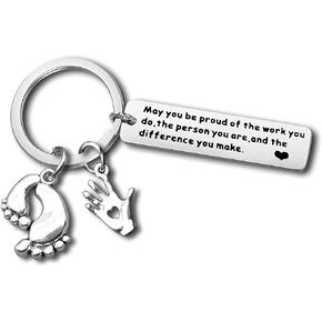 Midwife Thank You Gift Appreciation Keychain for Obstetrician OB-Gyn Maternity Doula Nurse Appreciation Jewelry Gynecologist OB Doctor Gift OB Student Graduation Gift Employee Coworker Retirement Gift