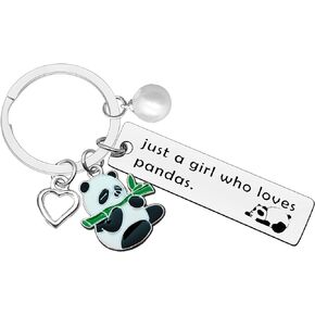 Panda Keychain Panda Gifts for Girls Just A Girl Who Loves Pandas Keychain Panda Themed Gifts Christmas Birthday Gifts Animal Panda Lover Gifts for Daughter Sister Niece Best Friend