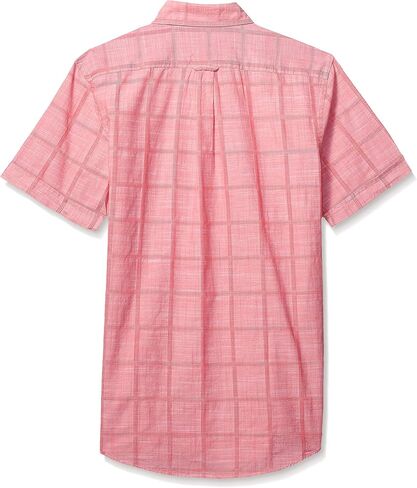 IZOD Men's Saltwater Short Sleeve Windowpane Button Down Shirt in Saudi Arabia