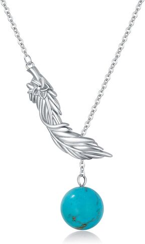 قلادة من الريش من الفضة الإسترليني PLATYCO مع مجوهرات بوهيمية من الفيروز الطبيعي/العقيق/العقيق للنساء والزوجة والأم in Kuwait