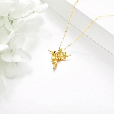 14K Solid Gold Hummingbird Pendant Necklace Origami Jewelry Christmas Birthday Gifts for Women Girls Wife Girlfriend in Saudi Arabia