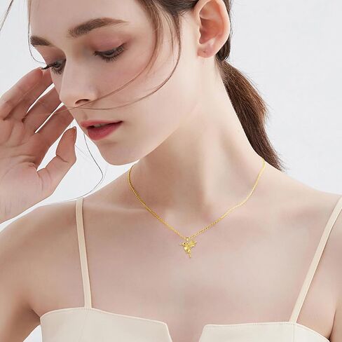 14K Solid Gold Hummingbird Pendant Necklace Origami Jewelry Christmas Birthday Gifts for Women Girls Wife Girlfriend in Saudi Arabia