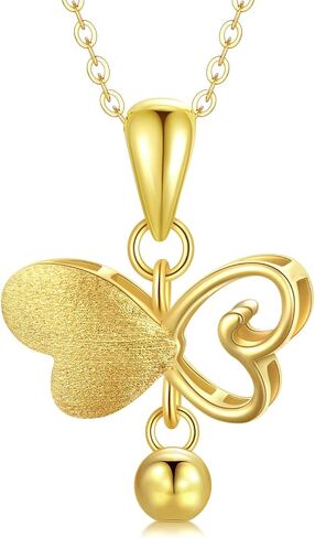SISGEM Solid 18K Gold Butterfly Necklace for Women, Real Gold Heart Butterfly Pendant Jewelry Anniversary Christmas Gift for Her, Mom, Wife, Girls in Saudi Arabia