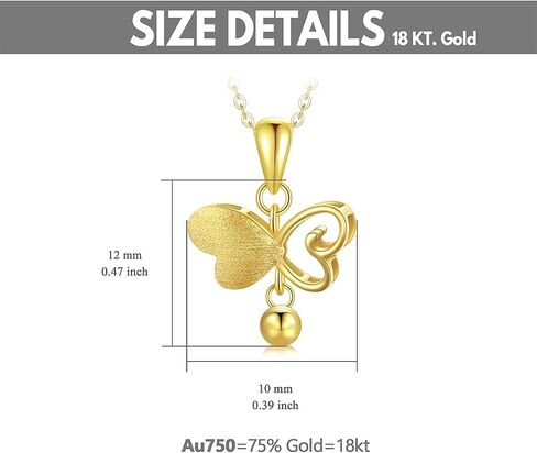 SISGEM Solid 18K Gold Butterfly Necklace for Women, Real Gold Heart Butterfly Pendant Jewelry Anniversary Christmas Gift for Her, Mom, Wife, Girls in Saudi Arabia