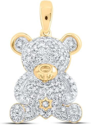 قلادة على شكل دمية دب على شكل حيوان من الذهب الأصفر عيار 10 قيراط للسيدات من Jewels By Lux 1/2 Cttw in Saudi Arabia