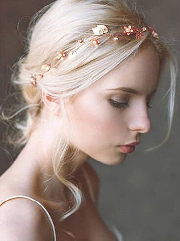Yean Bride الزفاف الشعر الكرمة عقال الذهب ورقة اكسسوارات الزفاف للنساء (الذهب) (الذهب) in Kuwait