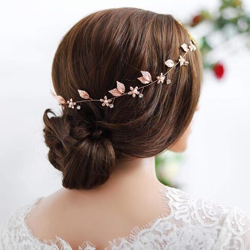 Yean Bride الزفاف الشعر الكرمة عقال الذهب ورقة اكسسوارات الزفاف للنساء (الذهب) (الذهب) in Kuwait