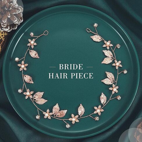 Yean Bride الزفاف الشعر الكرمة عقال الذهب ورقة اكسسوارات الزفاف للنساء (الذهب) (الذهب) in Kuwait