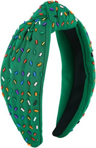 FEDANS Sprinkle Headband Birthday Headband for Women Holiday Knotted Head band Cake Candy Embellished Top Sprinkles Knotted Hairband ladies Twist Colorful Holiday Hair accessories for Girls in Saudi Arabia
