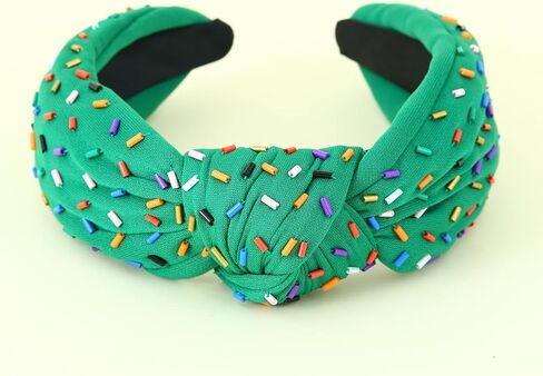 FEDANS Sprinkle Headband Birthday Headband for Women Holiday Knotted Head band Cake Candy Embellished Top Sprinkles Knotted Hairband ladies Twist Colorful Holiday Hair accessories for Girls in Saudi Arabia