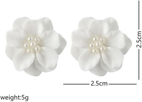 Camellia Pearl Stud Earrings for Women Teen Girls White Pearl Flower Earrings Preppy Earrings Hypoallergenic Boho Summer Holiday Beach Earrings in Saudi Arabia