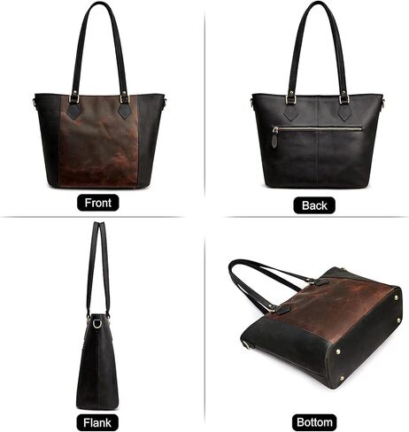 S-ZONE المرأة خمر جلد طبيعي حمل حقيبة الكتف حقيبة يد Crossbody محفظة نغمتين in Kuwait