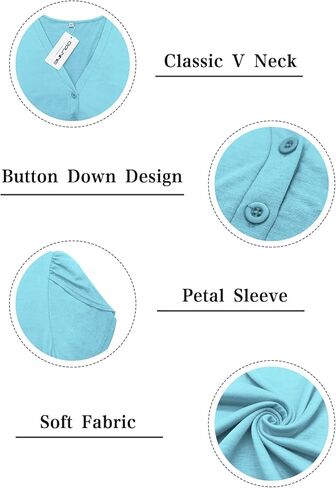 قمصان نسائية من DOLNINE بمقاس كبير وأكمام قصيرة بتلات صيفية كاجوال برقبة على شكل حرف V فضفاضة in Kuwait