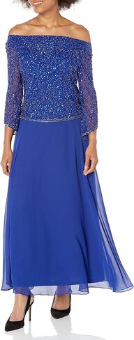 J Kara Women's Petite Long Beaded Dress with Cowl Neck in Saudi Arabia