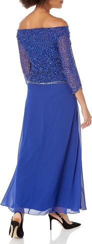 J Kara Women's Petite Long Beaded Dress with Cowl Neck in Saudi Arabia