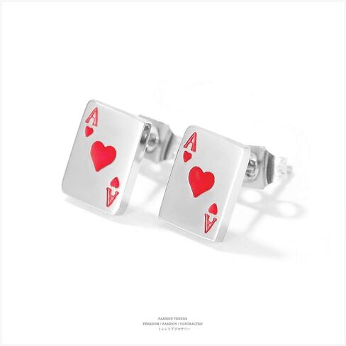 2 قطعة من الفولاذ المقاوم للصدأ الأحمر سبيد آس أوراق اللعب لاعب البوكر أقراط مسمار للرجال النساء المراهقين، الفولاذ المقاوم للصدأ، زركونيا مكعب, ستانلس ستيل, مكعب زركونيا in Saudi Arabia