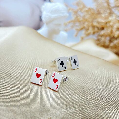 2 قطعة من الفولاذ المقاوم للصدأ الأحمر سبيد آس أوراق اللعب لاعب البوكر أقراط مسمار للرجال النساء المراهقين، الفولاذ المقاوم للصدأ، زركونيا مكعب, ستانلس ستيل, مكعب زركونيا in Saudi Arabia