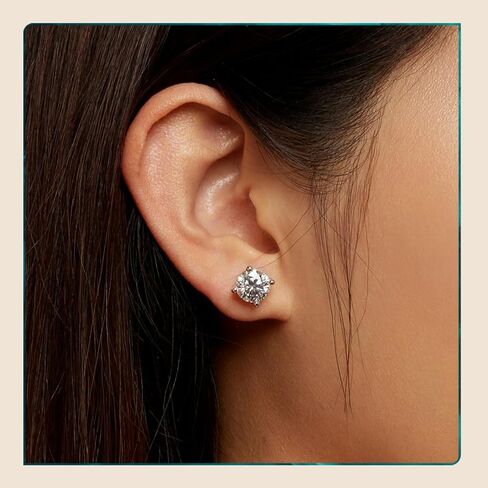 RUKYF Moissanite Stud Earrings for Men Women 0.5ct/1.0ct/2.0ct D Color VVS1 Clarity Lab Created Diamond Earrings White Gold Plated 925 Sterling Silver Hypoallergenic Stud Earrings for Women Girls in Kuwait