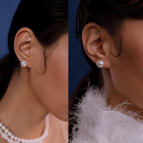 Pearl Stud Earrings-925 Sterling Silver Genuines Freshwater Cultured Pearl Earrings Studs For Women Size Choose in Saudi Arabia