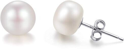 Pearl Stud Earrings-925 Sterling Silver Genuines Freshwater Cultured Pearl Earrings Studs For Women Size Choose in Saudi Arabia
