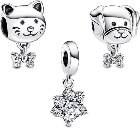 Annmors 925 Sterling Silver Charms Cute Cat/Dog Paw Beads Dangle For Women Bracelets Necklace, Monther's Day Perfect Gifts 3 Piece/Package in Kuwait