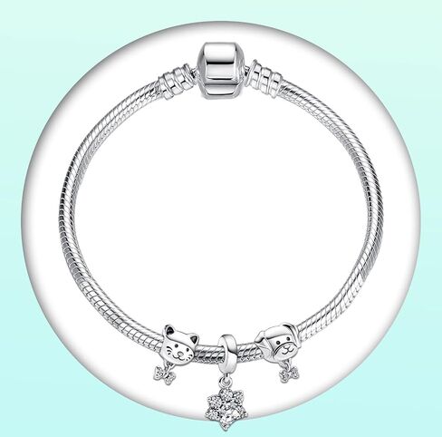 Annmors 925 Sterling Silver Charms Cute Cat/Dog Paw Beads Dangle For Women Bracelets Necklace, Monther's Day Perfect Gifts 3 Piece/Package in Kuwait