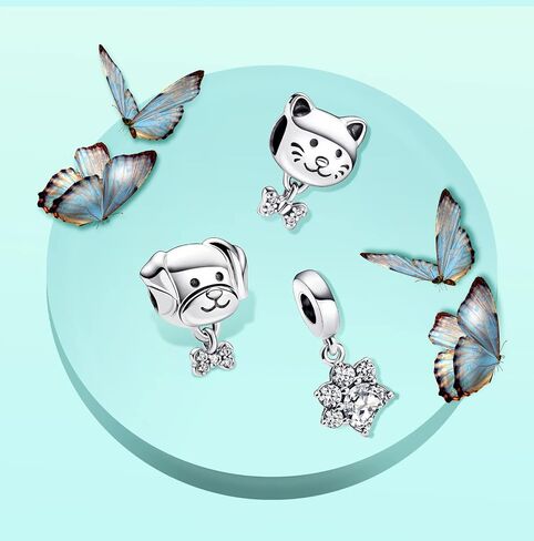 Annmors 925 Sterling Silver Charms Cute Cat/Dog Paw Beads Dangle For Women Bracelets Necklace, Monther's Day Perfect Gifts 3 Piece/Package in Kuwait
