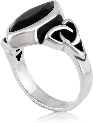 BAVIPOWER فايكنغ سلتيك Triquetra عقدة حجر خاتم الثالوث الخلود الفولاذ المقاوم للصدأ Signet مجوهرات الحماية الساحرة in Kuwait