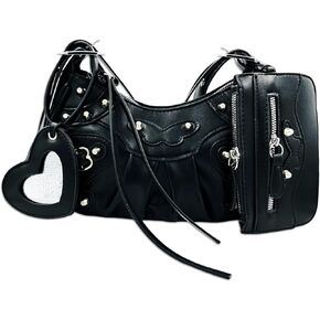 Shoulder Bag for Women, Leather Hobo Bag, Punk Style Y2k Crossbody Purse with Rivet