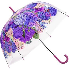 Chesoon Clear Flower Umbrella Automatic Opened Transparent Windproof Ladies Elegant Rain Umbrella for Wedding Party