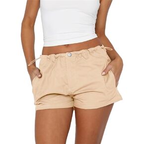 Hafailia Cargo Shorts for Women Trendy - Summer Y2K Sexy Low Waist Shorts with Side Drawstring and Pockets 2024