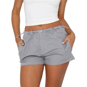 Hafailia Cargo Shorts for Women Trendy - Summer Y2K Sexy Low Waist Shorts with Side Drawstring and Pockets 2024