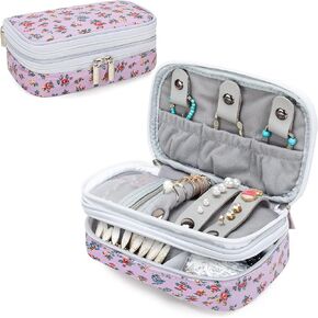 Teamoy Travel Jewelry Case,Small Jewelry Storage Organizer Bag for Womens Necklace, Earrings, Rings and Accessories