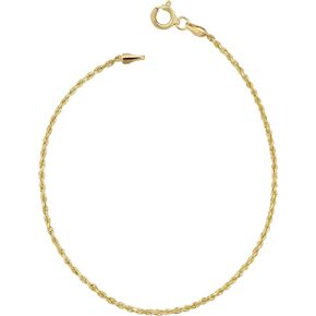 Kooljewelry 10k Yellow Gold Rope Anklet (1.6 mm, 10 inch)