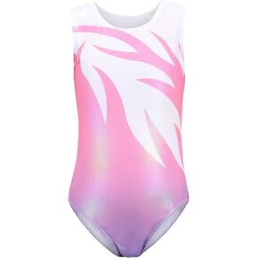 Ukyzddio Leotards for Girls Gymnastics Gradient Rainbow Metallic Ballet Dance Clothes