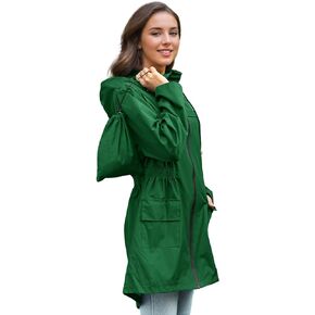 Zando Packable Rain Jacket Women Long Waterproof Rain Coat Lightweight with Hood Windbreaker Jackets Outdoor Trench Coat