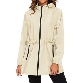 TCOT Rain Jackets for Women Waterproof Packable Hooded Rain Coat Lightweight Windbreaker with Pocket