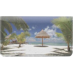 123 Cheap Checks Tropical Beaches Designer Checkbook Cover, with Credit Card Slots and Pen Loop