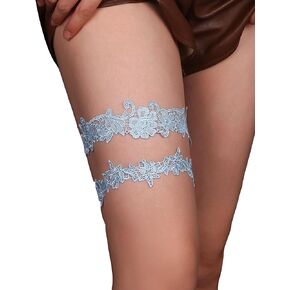 ohmydear White Wedding Garter for Bride Floral Lace Bridal Garter 2 Pieces Stretch Garter Sets for Wedding Party