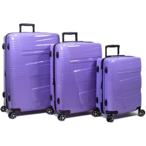 Dejuno Lumos Hardside 3-Piece Expandable Spinner Luggage Set, Black