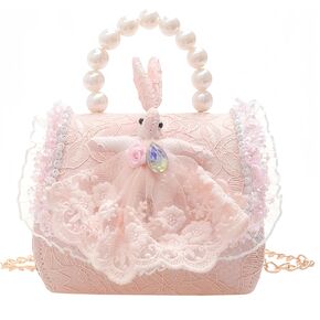 Little Girls Handbags Lovely Rabbit Crossbody Bag Kids Purse with Pearl Handle Gifts for Toddler (cF-071 Beige)