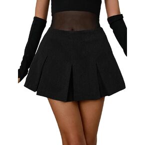 Floerns Women's Casual Pleated Hem Mini Skirt School Uniform Short Skirts