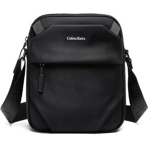 Colins Keirs Crossbody Bag for Men Sling Bag Travel Shoulder Bag with Zipper and Adjustable Shoulder Strap. Small Messenger Bag Black