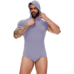 Mens Short Sleeve Bodysuit Romper Pajamas For Men Button Crotch Onesies-Hoodies Onesies